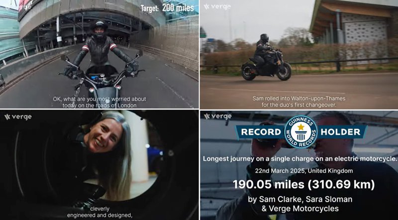 ▲Verge Motorcycles TS Pro挑战健力士世界纪录实录。(图:截自Verge Motorcycles YouTube)