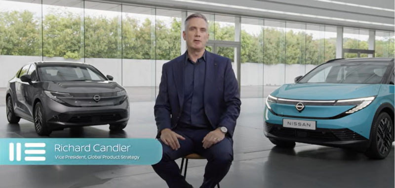 ▲Nissan 产品策略副总裁 Richard Candler 指出，Leaf 作为内燃机车的替代方案，致力于兼顾感性与理性。