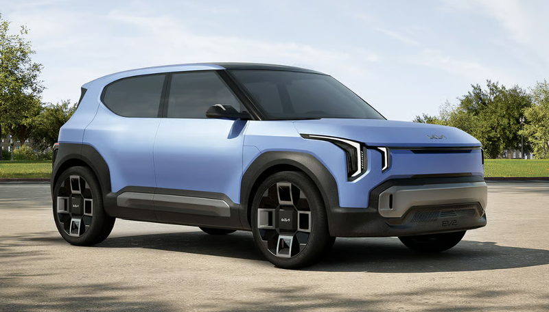 ▲Hyundai 积极打造全新入门电动车 Ioniq 2，作为 Kia EV2 Concept 的兄弟车型，预计将于 2026 年初量产，目前已进入道路测试阶段。图为Kia EV2 Concept。图：Hyundai
